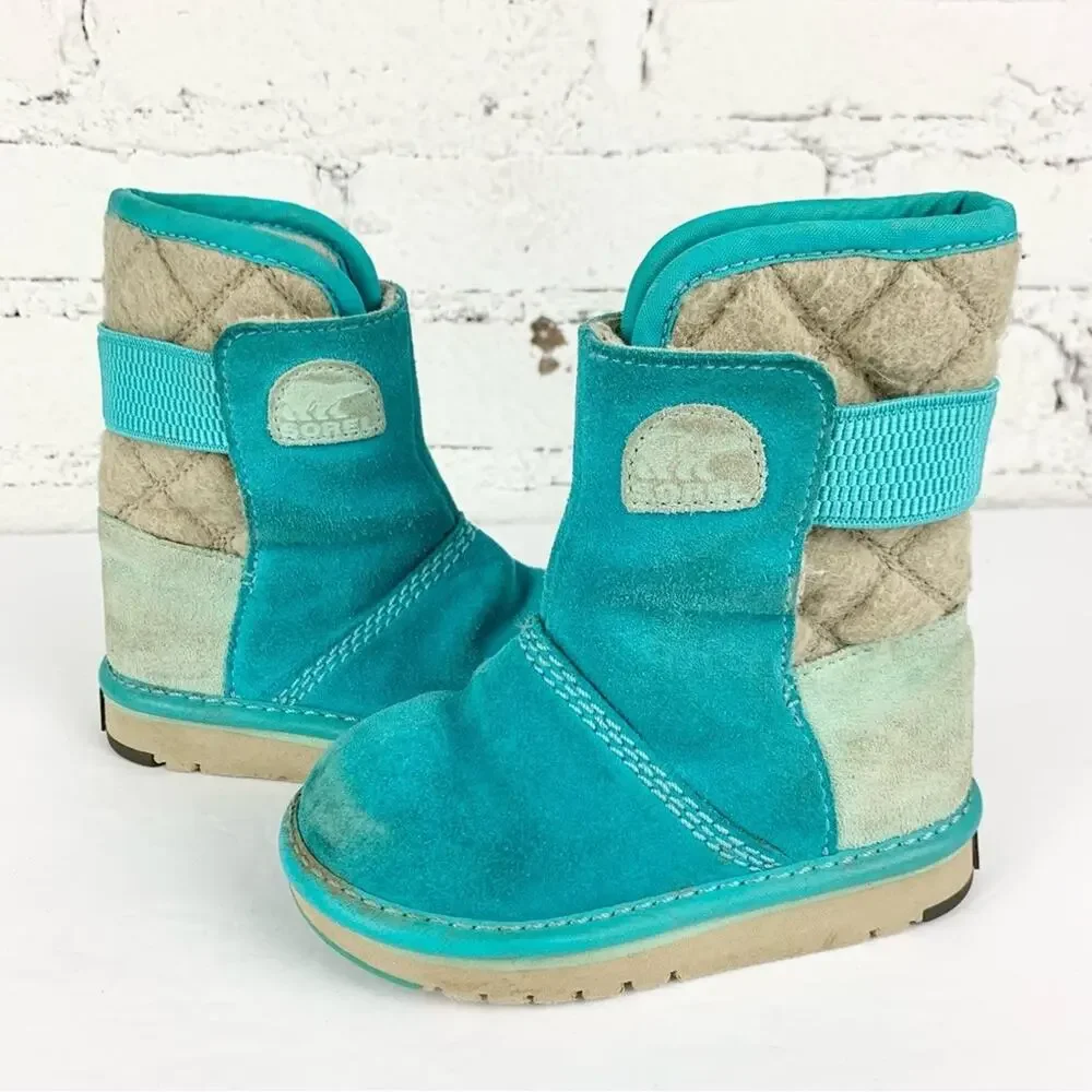 Sorel Newbie Girls Toddler Blue Suede Boots 8